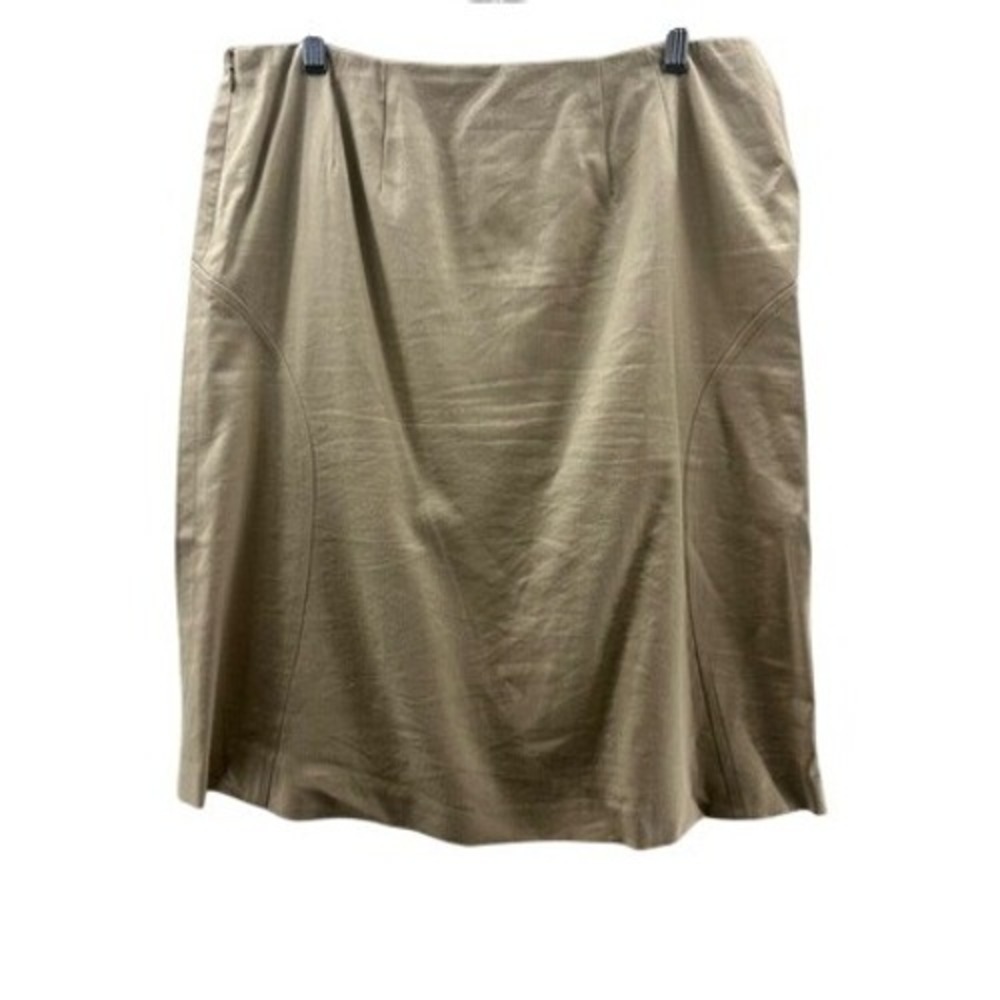 Dana Buchman Pencil Skirt Womens 12 Tan Excellent Silk Linen Neiman Marcus - Picture 2 of 6